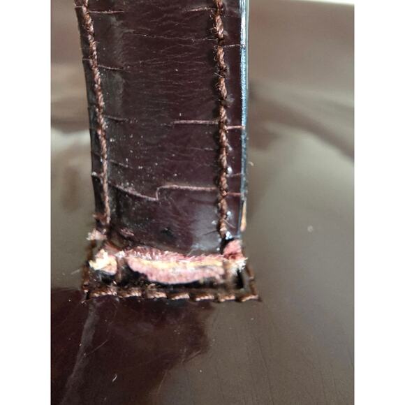 Salvatore Faragamo Shoulder Bag Brown Enamel Leather Tote - Picture 12 of 16